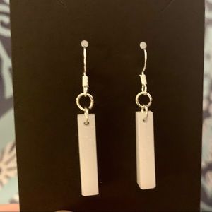 BeachTiff White Resin Stick Earrings